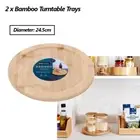 2 x Bamboo Lazy Susan Turntable Tray Kitchen Pantry Storage Spice Jar Organiser