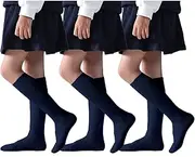 [EPEIUS] Girls Knee High Socks Seamless Cotton School Uniform Socks Plain/Cable Knee Socks Kids Boy Over the Calf Socks