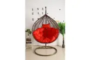Egg Chair Hanging- Brown Basket & Red Cushion