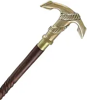HANDMADE VINTAGE ART Walking Stick Wood & Metal Mens Walking Canes Spindle Shaft Wooden with Brass Anchor Handle Brown