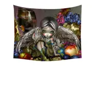 Silent Wisdom Owl Angel Wine and Fruits Tapestry