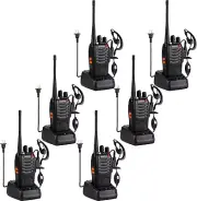 6Pack w/ 6Earpiece Walkie Talkies 888S UHF 16 Channel Handheld Two Way Radios US
