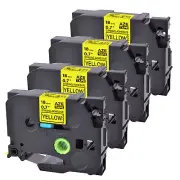 4 Compatible Brother Strong Adhesive Tze TZ-S641 P-Touch Yellow Label Tape 0.7"