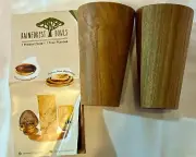 Rainforest Bowls 2 Small Straight Sided Javanese Teak Wood Cup- 200ml (6.8oz)