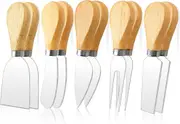 10 Pcs Cheese Knives, Wooden Handle Cheese Knife Set for Charcuterie Board, Mini Steel Stainless