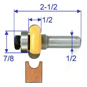 1pc 1/2" shank 1/2" Diameter w/Top Bearing Flute Router Bit