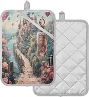 Perfume Balloon Flower Castle Pots Holder Heat Resistant Potholder Set of 2 Camping Pot Holder