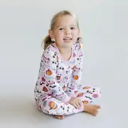 Lucky Panda bamboo "retro ghost" 2 piece pajama set, 5,NWT