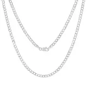 Solid 14K White Gold 3mm Cuban Curb Chain Link Mens Necklace Italian Made 24"