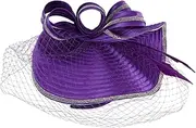 [TEMPNAP] Charming Vintage Fascinator Hat Headband for Tea Parties Weddings Cocktails Lightweight Comfortable Hair Piece for Elegant Hairstyles for Church Events Purple