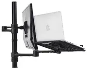 ATDEC Notebook-Monitor Combo Mount on Post. Max load: 8kg (Flat), 5.5kg (curved). Up to 32" screens. Up to 18" notebooks (8kg). VESA 100x100. Black AFS-AT-NBC-B