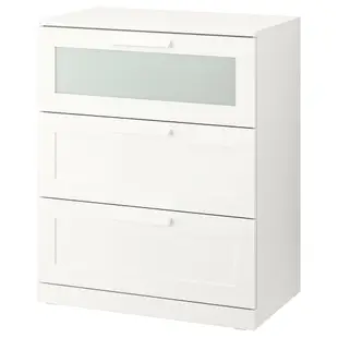 北歐工業LOFT風格IKEA宜家BRIMNES抽屜櫃/3抽/收納櫃/白色/霧面玻璃/二手八成新/原$3899特$2500