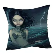 Lightning Sea Storm The Luminous Eyed Mermaid Cushion Cover