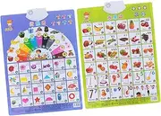 MOLUCKFU 2pcs Toddler Early Educational Audio Learning Chart Bilingual English Chinese Interactive Flash Cards for Boys and Girls
