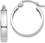 [JewelryWeb] 14k White Gold Polished 3mm Hoop Earrings 14x16mm Wide 3mm Thick-Hoop Earring for Women