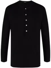 [Tom Ford] Tom Ford-T-Shirt Manica Lunga In Jersey Con Bottoni-Uomo S