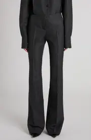 McQueen Prince of Wales Wool & Mohair Bootcut Trousers in Black - Dark Grey at Nordstrom, Size 4 Us