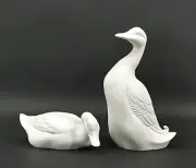9924088 Porcelain Figurine Duck White Wagner&Apel Thuringia H17cm