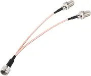 Kaunosta F-Type RG6 Splitter Coax Cable,75Ohm TV Antenna 3 Way Coax Splitter F Male to F Dual Female RG316 Coaxial Cable 15cm/6 inch for Cable Connection, TV, Satellite Receiver