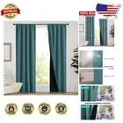 2-Pc Sea Teal Blackout Curtain Panels, Thermal Insulated for Complete Darkness