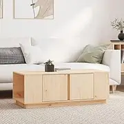 Coffee Table Pine Wood, Modern Side Table with Storage & Doors - Living Room, Office, Farmhouse Tables, 110x50x40 cm