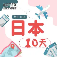 在飛比找Yahoo奇摩購物中心優惠-【AOTEX】10天日本上網卡每日1GB高速流量吃到飽日本S