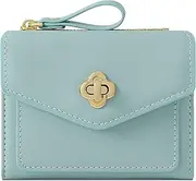 [Farcauo] Small Minimalist Wallet for Women and Ladies Cute Blue Thin Mini Wallet with ID Window Kawaii Design Compact and Stylish for Ladies
