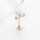 14 Karat Gold Trinity Sparkle Threadless Push-In Flat Back Stud Labret