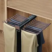 Extendable Pull Out Closet Rod, Sliding Valet Rod, Bearing 25kg Extendable Clothes Hanger, Aluminum Alloy Pull-Out Pants Rack, Damping Silent Track Retractable Clothes Rail (Color : Dark brown, Si