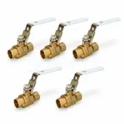 Midline Valve Premium Brass SWT x SWT Full Port Ball Valve Lock Handle (5 Pack)
