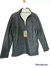 ORVIS Mens Pullover sweatshirt Sz M Half zip fleece/sherpa lined black/grey NEW