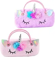 [Homoyoyo] 2Pcs Cute Unicorn Glasses Case Lightweight Handheld Storage Pouch for Durable Portable Eyeglass Holder Protects From Scratches and Damage for Travel and Everyday Use