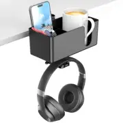 KDD 4 in 1 Desk Organizer - Under-Desk Headphone Hook with 2 Wire Holes New F/S