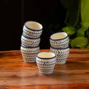 Indigo Chevron Hand-painted Ceramic Tea Kulhad