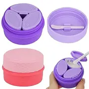 2 Pack Silicone Makeup Containers, Leak-Proof Travel Cosmetic Jars for Creams with Lid, Travel Essentials Accessories for Toiletries (Pink, Purple), purple+pink