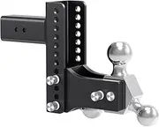 TangMiGe Adjustable Trailer Hitch Ball Mount, Tri-Ball (1-7/8", 2", 2-5/16"), Fits 2.5" 2.5 inch Receiver, 8" 8 inch Drop & Rise, Tow & Stow Hitches (2.5" Receiver 8" Drop)