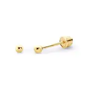 14k REAL Yellow Gold Ball Stud Earrings with Screw Back - 5 Different Size Av...