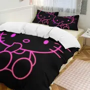 v961 Hello Kitty 3-Piece Twin Bed Set - Includes 1 Single Comforter And 2 Pillowcases Bedding - Fade Resistant Microfiber - Hello Kitty io961