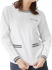 [JUN & ROPE] Jun & Lopez Women's Knit Pullover, Mini Cable Pattern, Plated, Long Sleeve Pullover