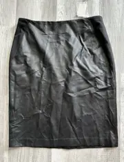 Chico’s Skirt Size 1.5 US 8 Reg Black Faux Leather Cody Panel Pencil Skirt Slit