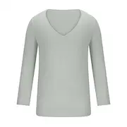 [Auwer] Deep V Neck Compression Shirts for Men Long Sleeve Stretch T-Shirt Low Cut Undershirts Tees Base Layer Cold Weather