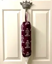 Keep Calm Bacon Plastic Grocery Bag Holder Handmade Fabric Reusable Keeper New
