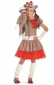 Sock Monkey Child Girls Costume Medium 7-8 yrs