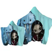 Cool Scary Kids Art Below Zero Girl and Yeti Towel with Hood
