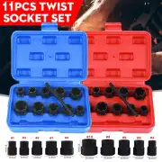 11Pc Impact Damaged Bolt Nut Screw Remover Extractor Socket Tool Kit Removal Set