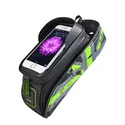 021 MTB Road Bicycle Bike Bag Rainproof Touch Screen Cycling Top Front Tube Frame Bags 6.0" Phone Case Bike Accessories GREEN COLOR