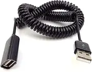 Coiled Spring USB Cable - Qaoquda10FT/3M Spiral Coiled USB 2.0 Male to Female Data Sync & Charge Cable (Black)