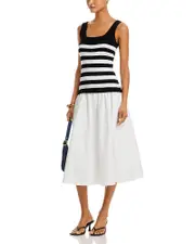 Aqua Stripe Mixed Media Dress - Exclusive