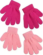 Cooraby 2 Pairs Kid's Thick Magic Gloves Winter Stretchy Warm Full Fingers Gloves Mittens