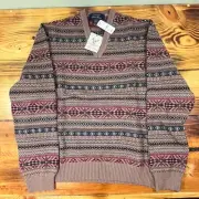 Braemar BROOKS BROTHERS Made In Scotland Pullover Tan Camel V-Neck 100% Wool L